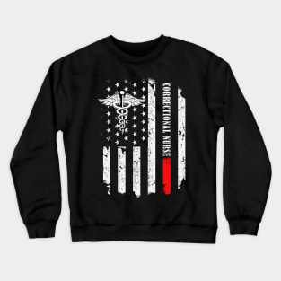 Correctional Nurse American Flag Thin Line Nursing Crewneck Sweatshirt